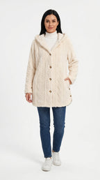 Casaco Feminino de Tricô e Fleece com Capuz Lotta