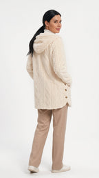 Casaco Feminino de Tricô e Fleece com Capuz Lotta