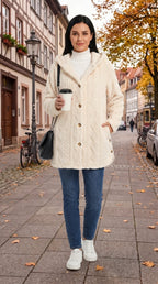 Casaco Feminino de Tricô e Fleece com Capuz Lotta