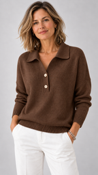 Suéter Feminino de Tricô Gola Polo Adaline
