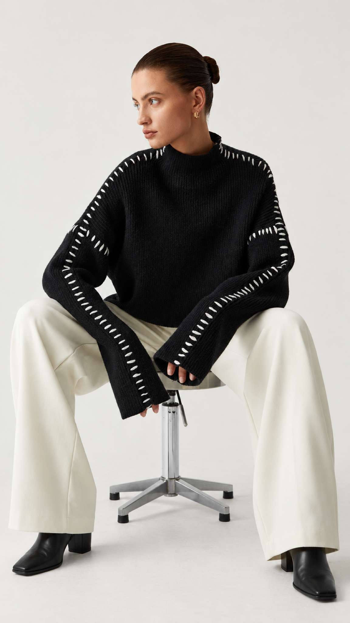 Alma — Suéter oversized com detalhes piquê – Vista do produto