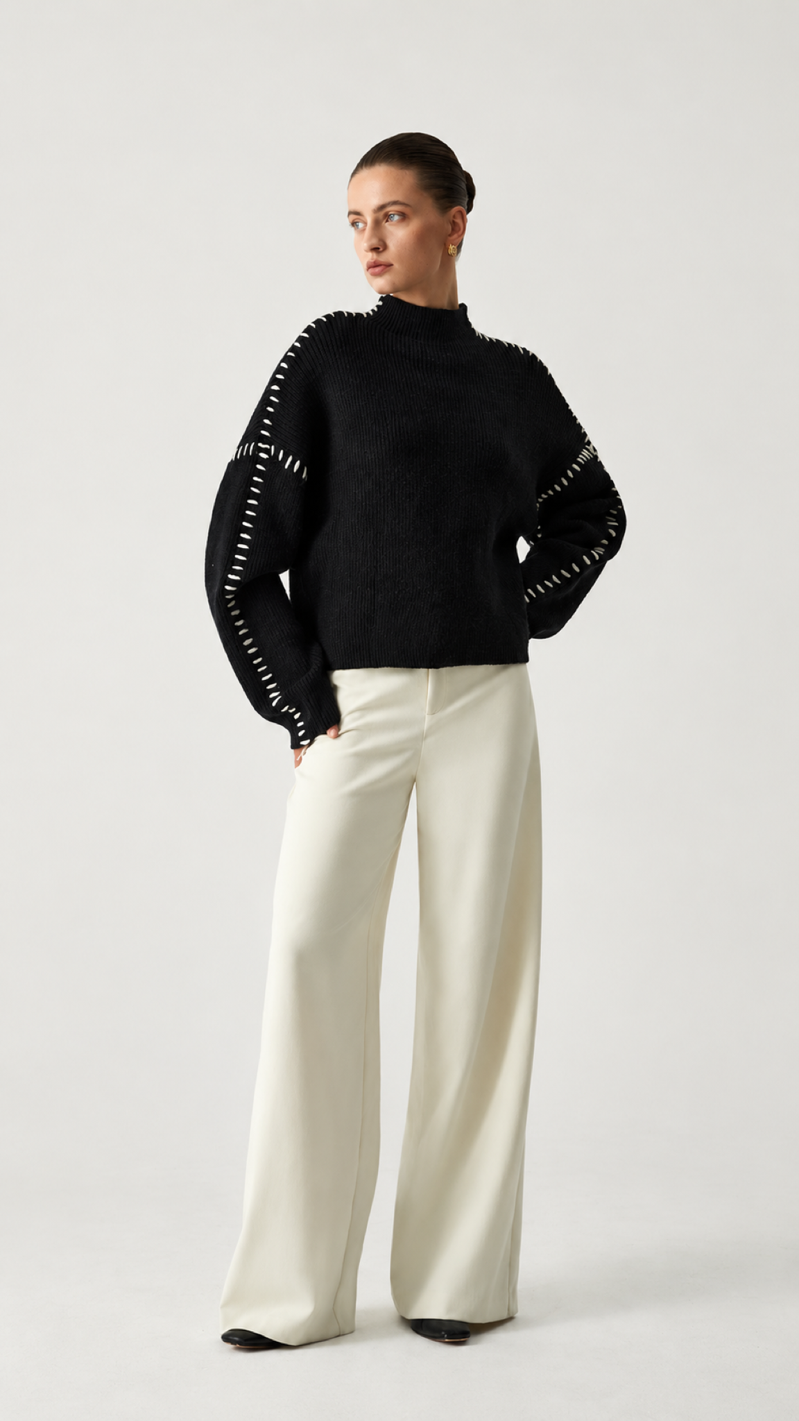 Alma — Suéter oversized com detalhes piquê – Vista do produto