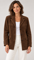 Banbury – Marromer Blazer in Wildlederoptik, Vista frontal