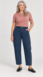 Barrel-Calça mit Ziernähten – Azul – Ganzkörperansicht vorne