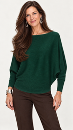 Strickpullover mit U-Boot-Ausschnitt – Verde-escuro – Vista frontal