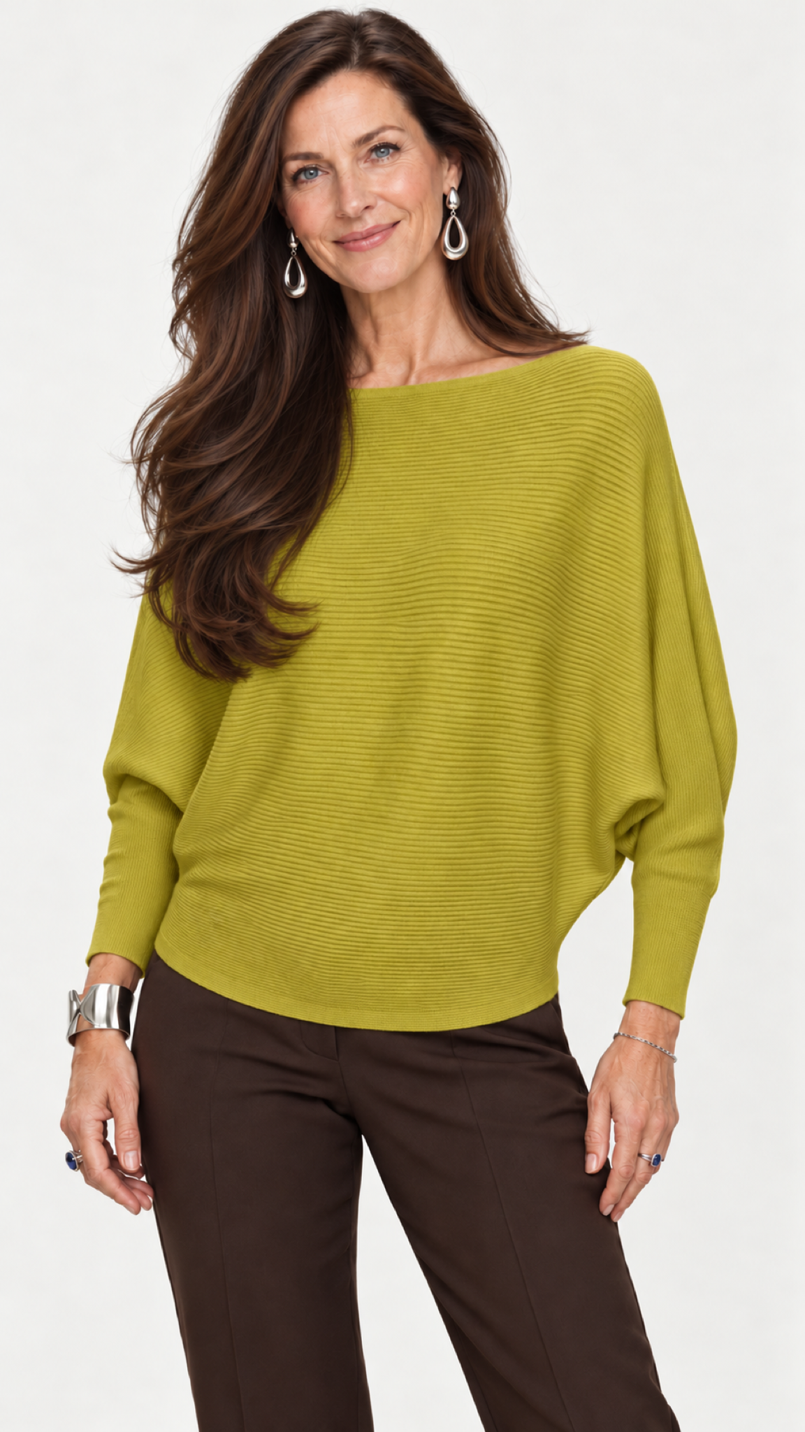 Strickpullover mit U-Boot-Ausschnitt – Amarelo – Vista frontal