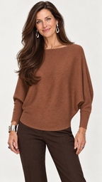 Strickpullover mit U-Boot-Ausschnitt – Karamell – Vista frontal