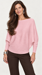 Strickpullover mit U-Boot-Ausschnitt – Rosa – Vista frontal