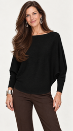 Strickpullover mit U-Boot-Ausschnitt – Preto – Vista frontal
