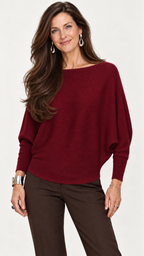 Strickpullover mit U-Boot-Ausschnitt – Vinho – Vista frontal