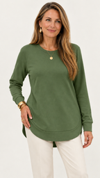 Moletom mit geschwungenem Barra – Verde-escuro – Vista frontal