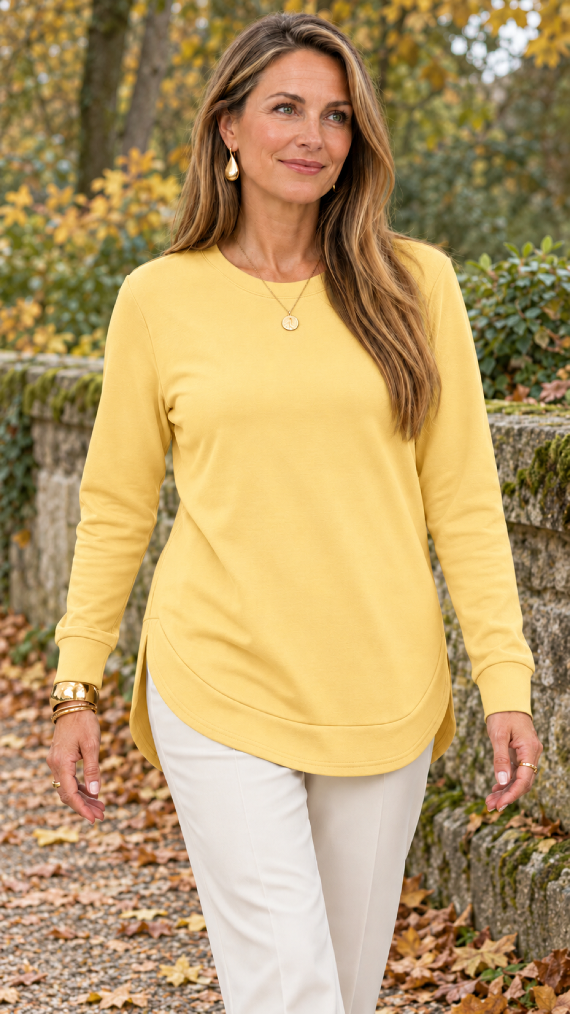 Moletom mit geschwungenem Barra – Amarelo – Alltagslook