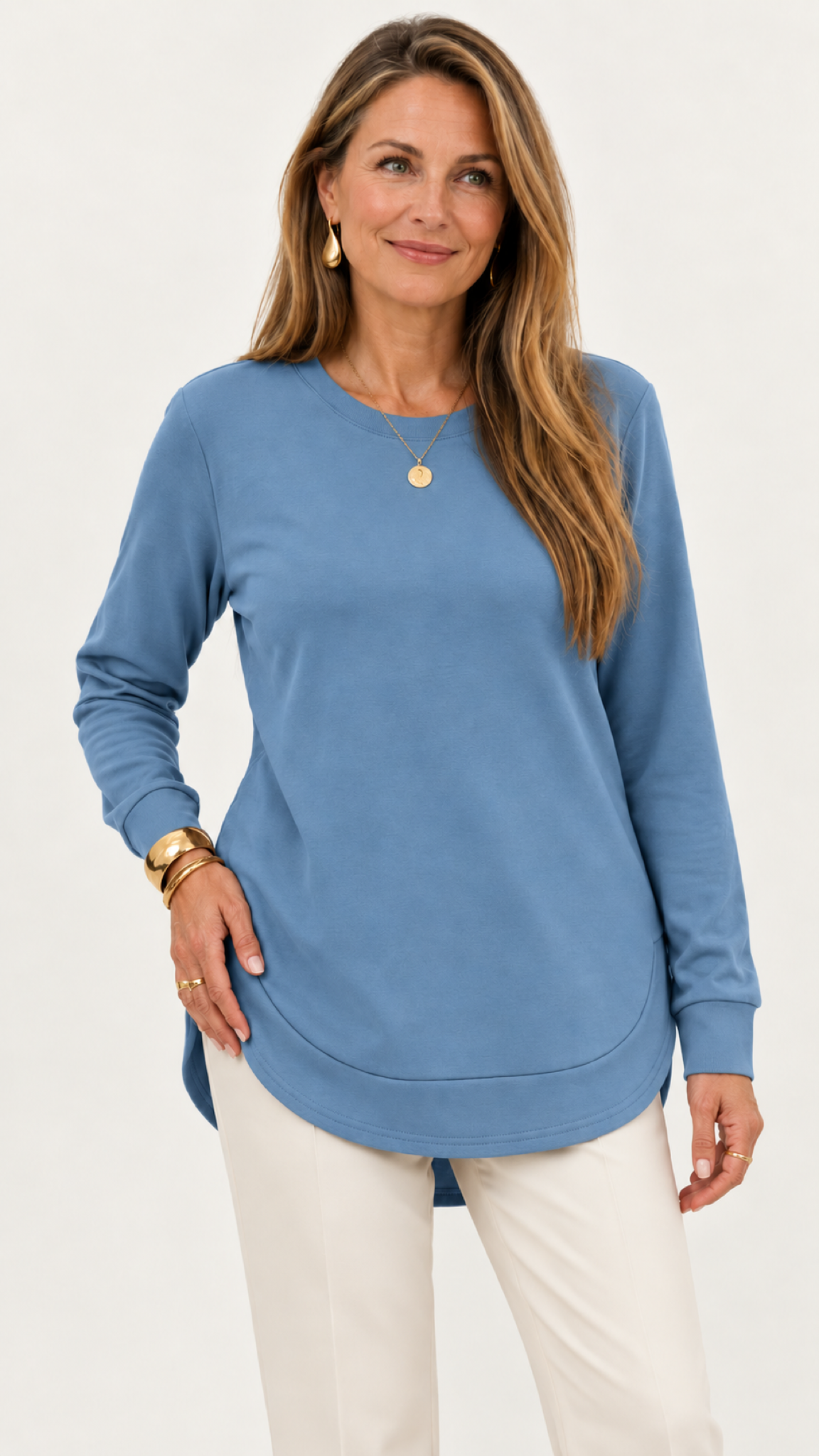 Moletom mit geschwungenem Barra – Azul-claro – Vista frontal