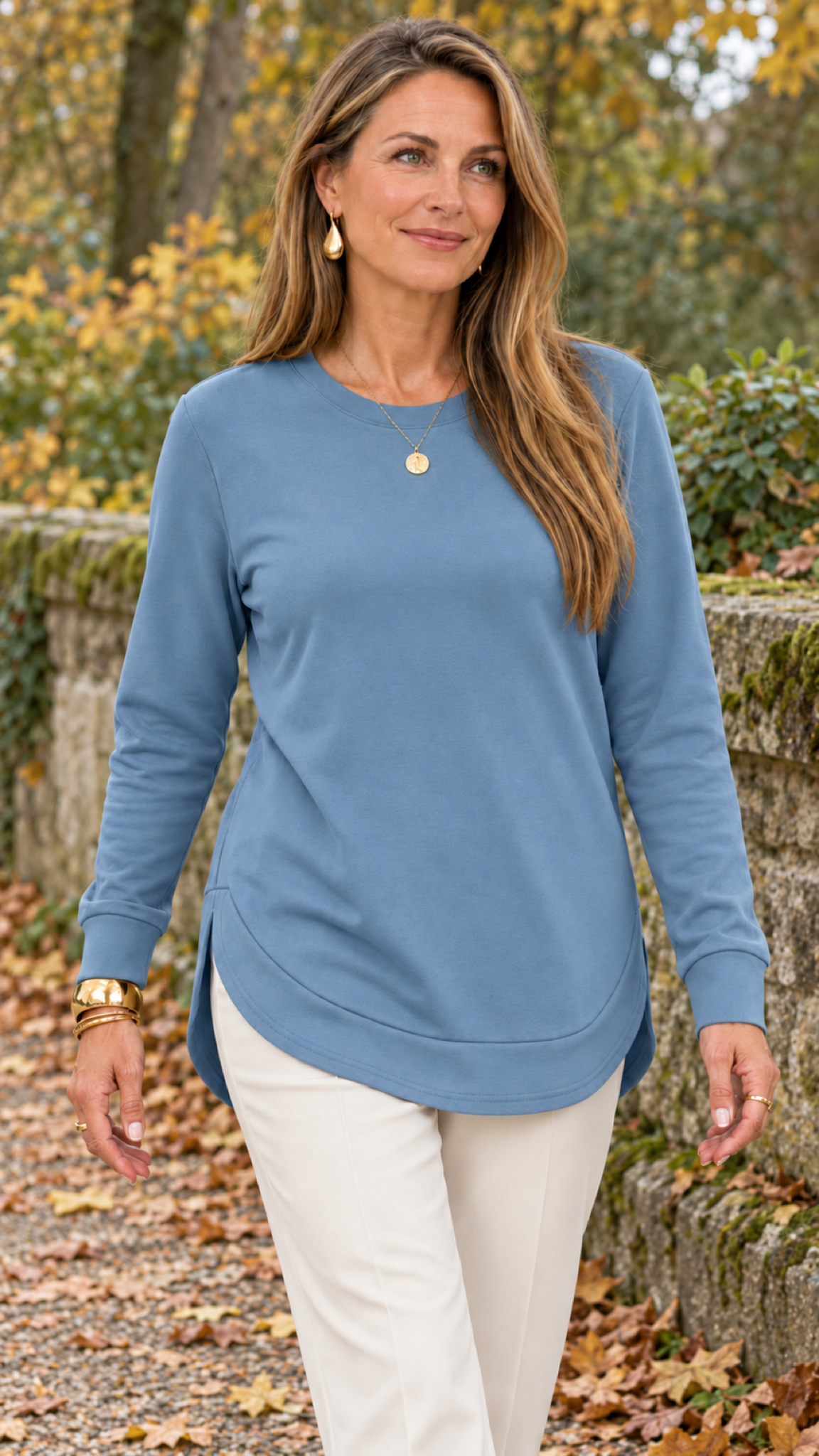 Moletom mit geschwungenem Barra – Azul-claro – Alltagslook