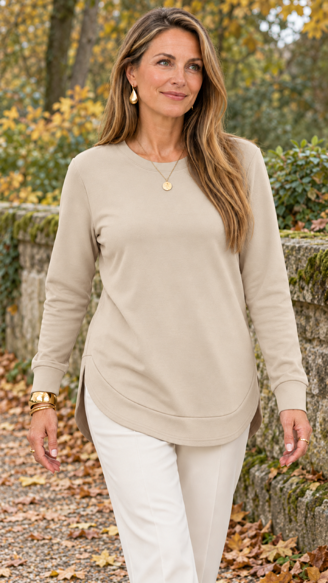 Moletom mit geschwungenem Barra – Caqui – Alltagslook
