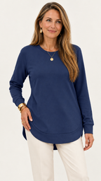 Moletom mit geschwungenem Barra – Azul-marinhoblau – Vista frontal