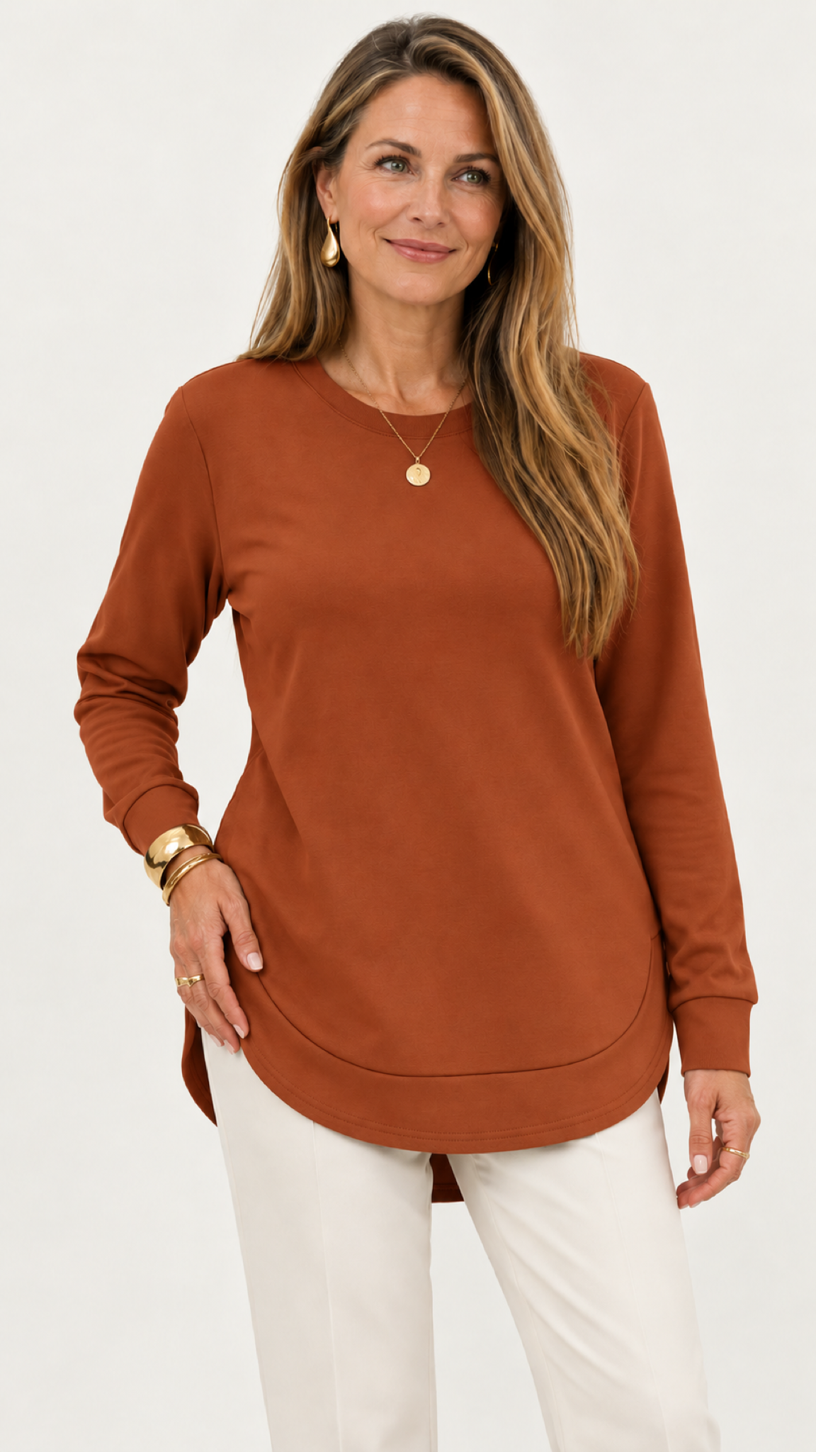 Moletom mit geschwungenem Barra – Laranja – Vista frontal