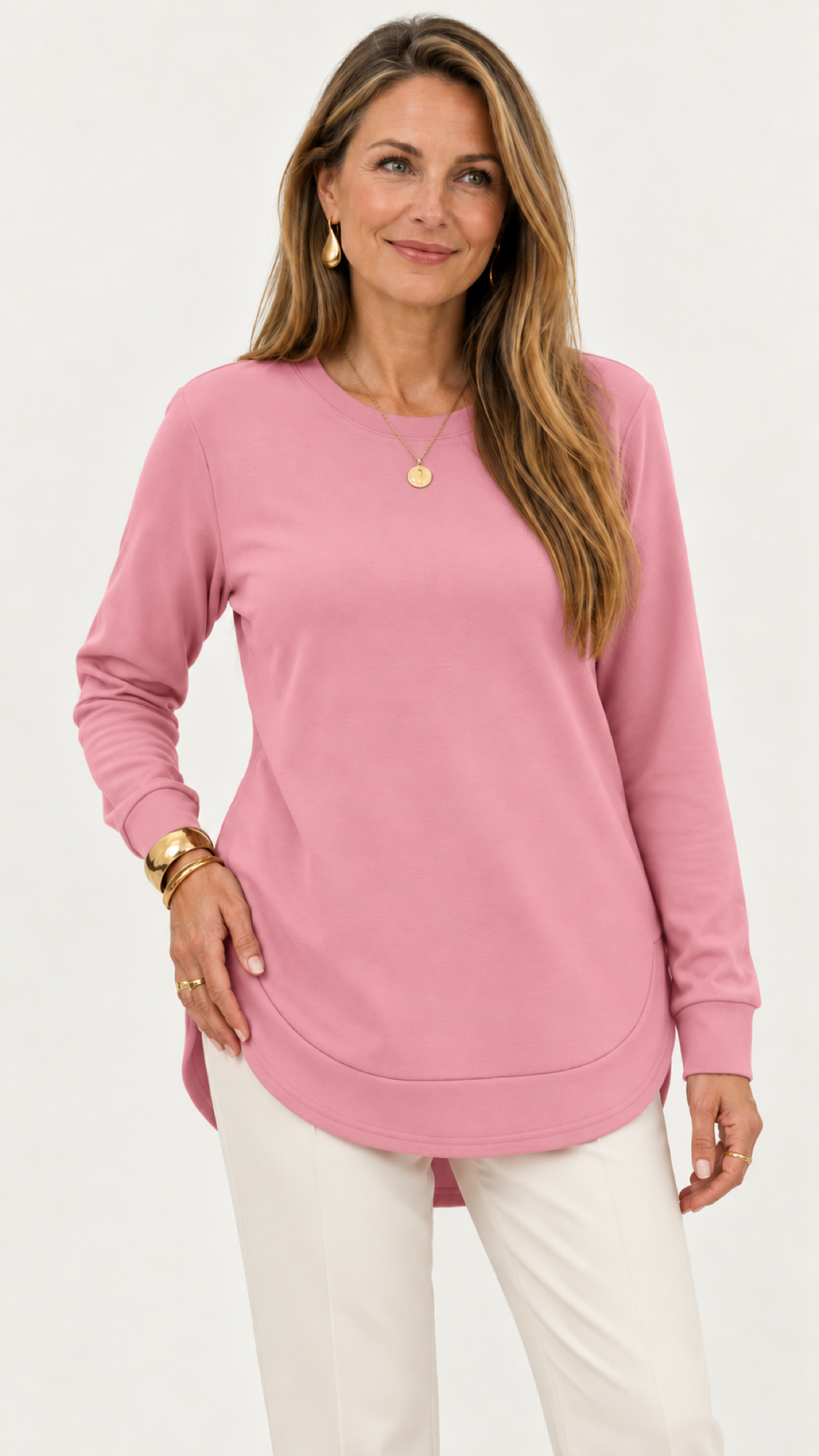 Moletom mit geschwungenem Barra – Rosa – Vista frontal