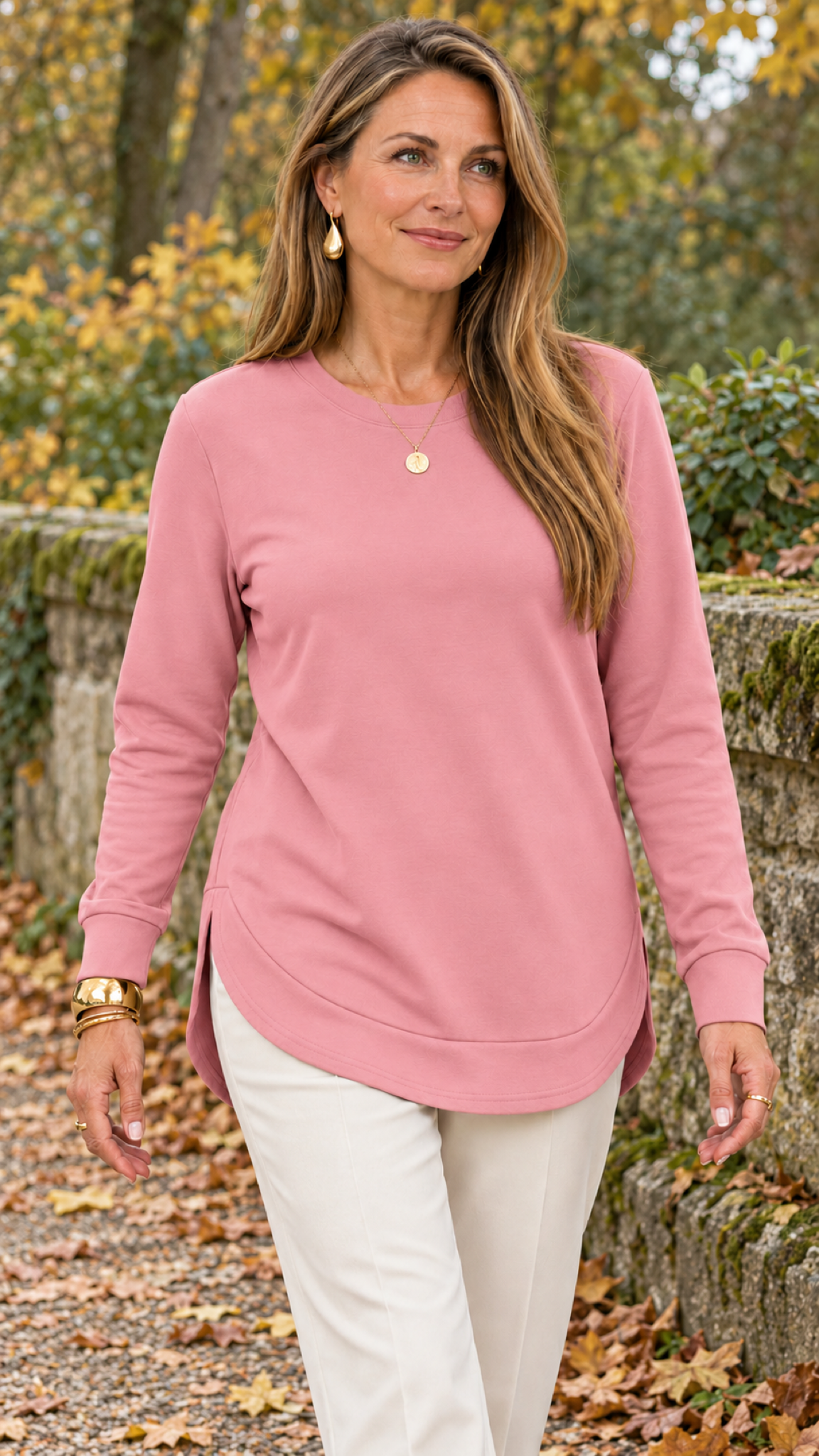 Moletom mit geschwungenem Barra – Rosa – Alltagslook
