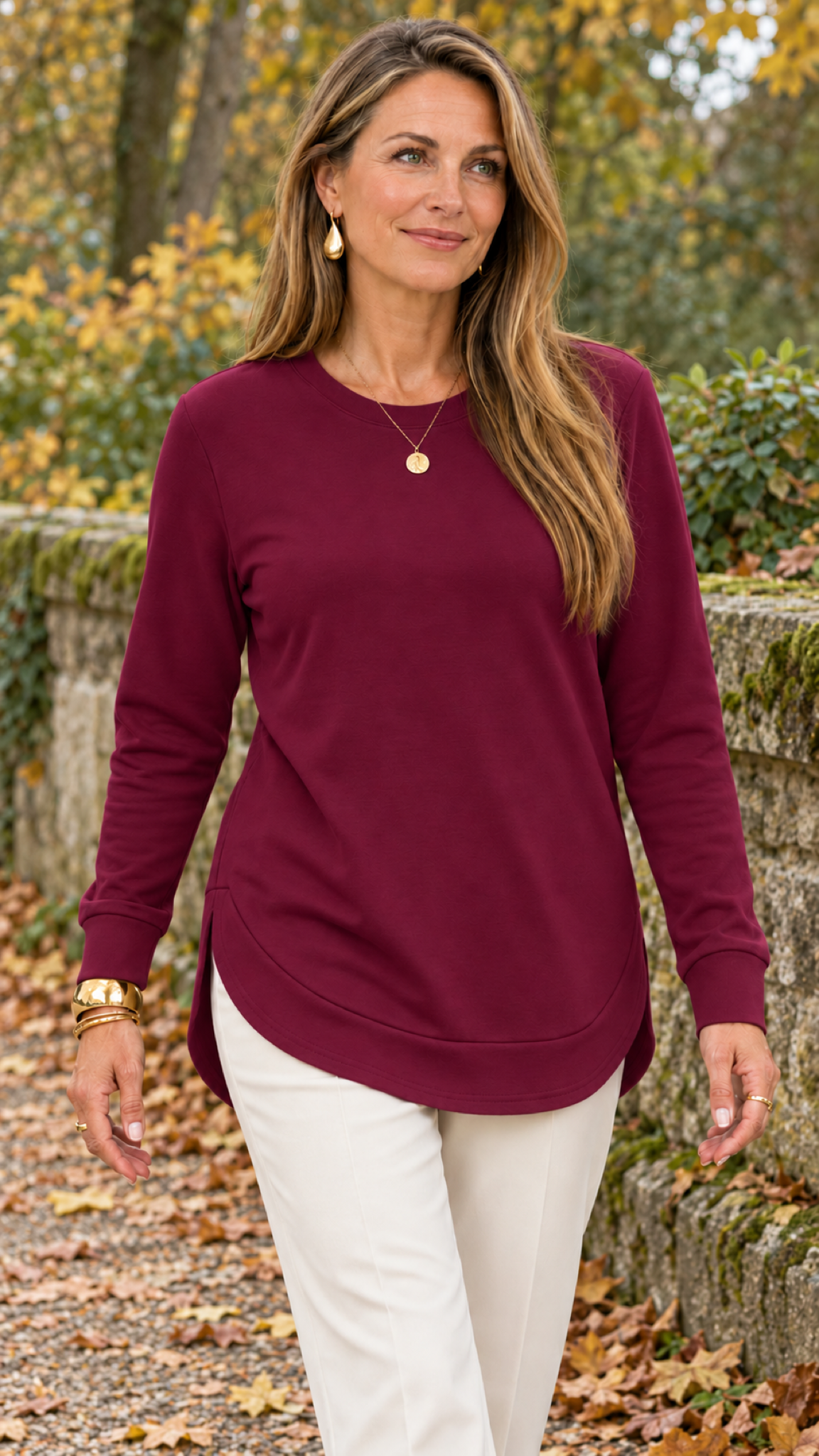 Moletom mit geschwungenem Barra – Vinho – Alltagslook