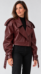 Deena – Kunstlederjacke in Bordô, Vista lateral