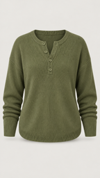 Faylinn Henley-Strickpullover in Verde-oliva – Vista do produto