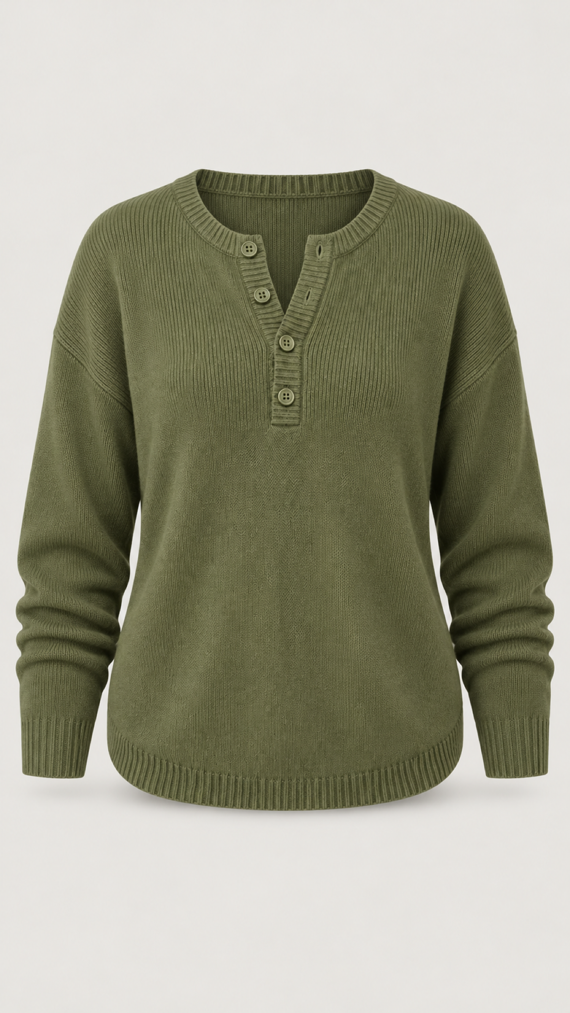 Faylinn Henley-Strickpullover in Verde-oliva – Vista do produto