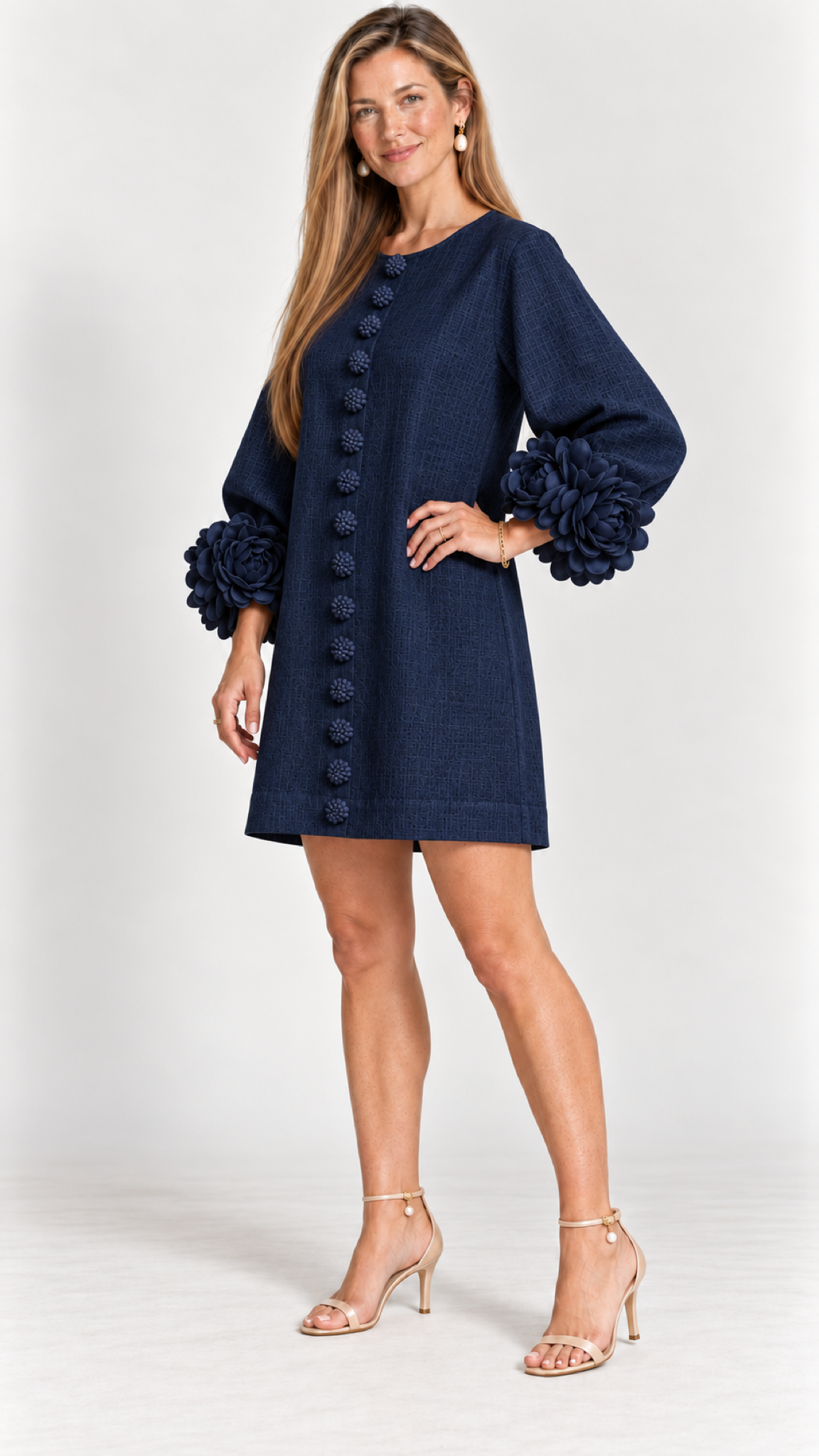 Florina Minikleid mit Blütendetails – Azul-marinhoblau – Vista 9