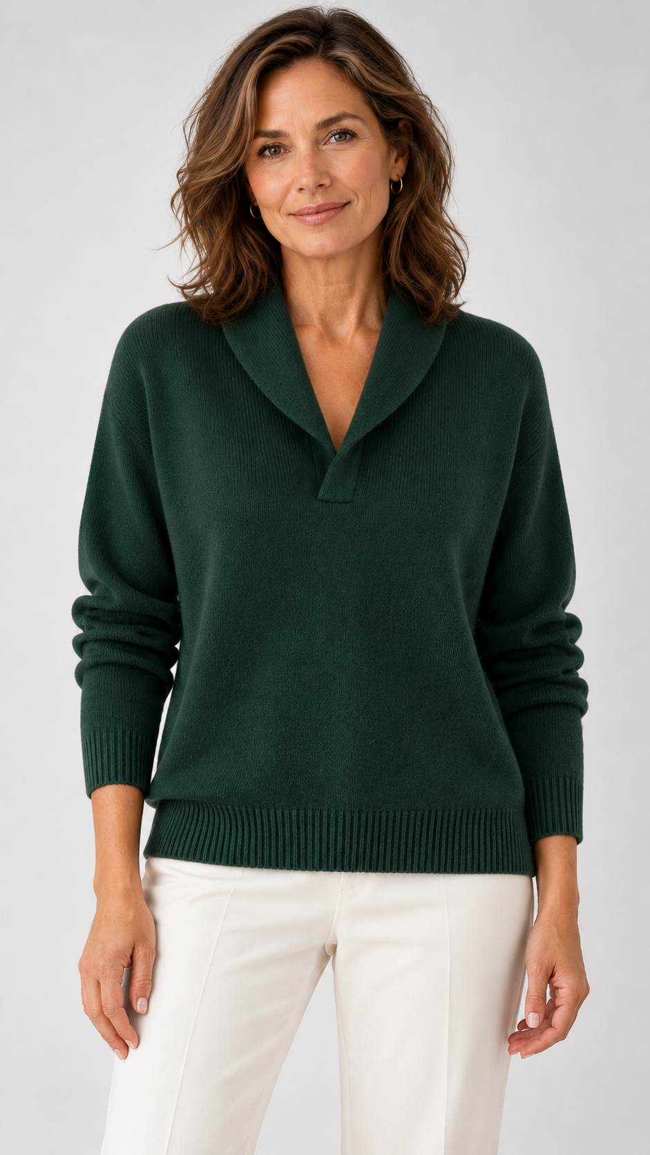 Genevra – Strickpullover in Verde-floresta, Vista frontal