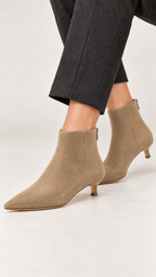 Bota de bico fino com salto kitten – Bege – Vista 1