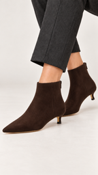 Bota de bico fino com salto kitten – Marrom – Vista 1