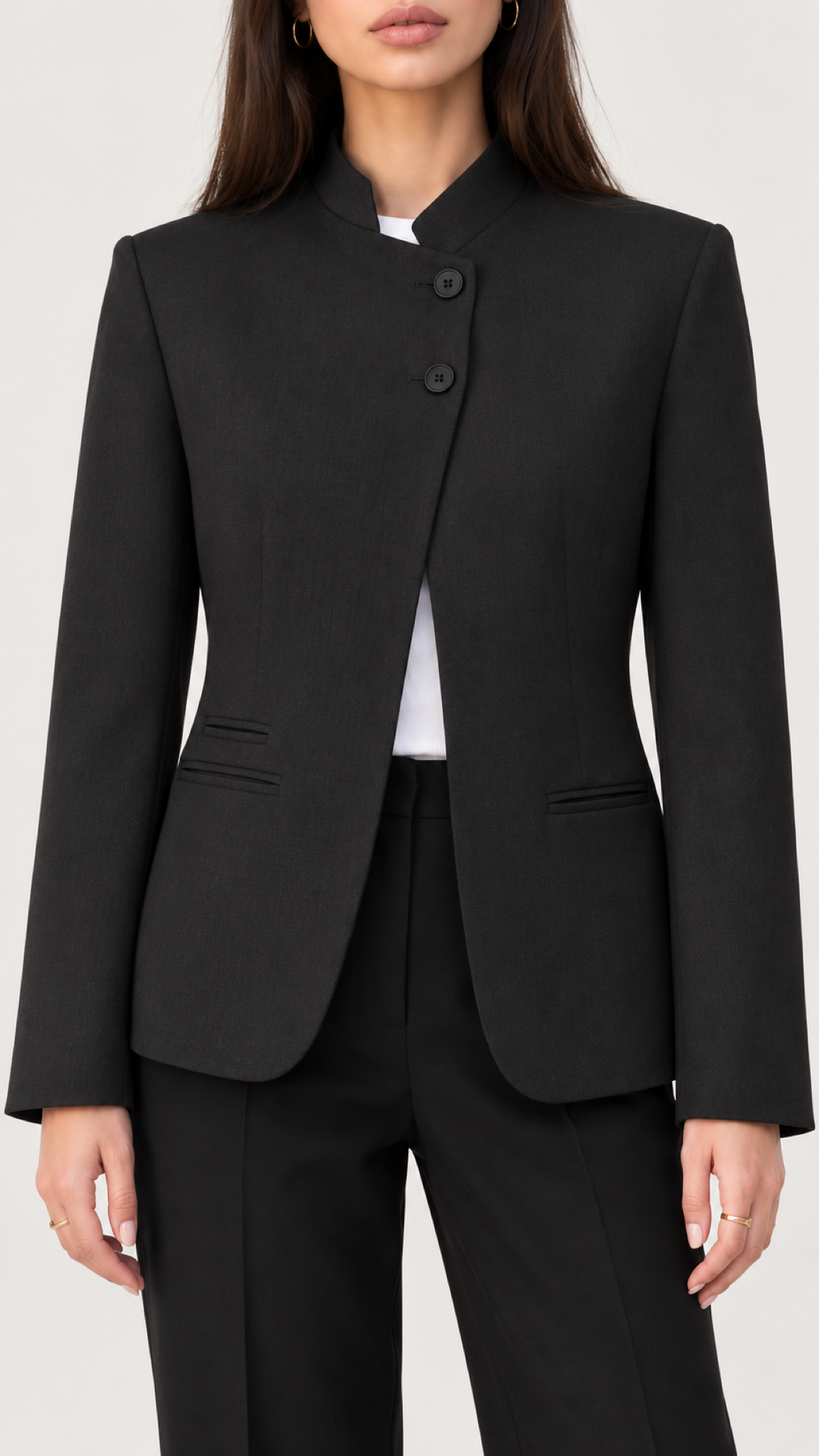 Leonora Blazer com gola alta – Preto – Blazer em detalhe