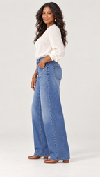 Azule Retro-Weitbein-Jeans ohne Gürtel – Vista lateral