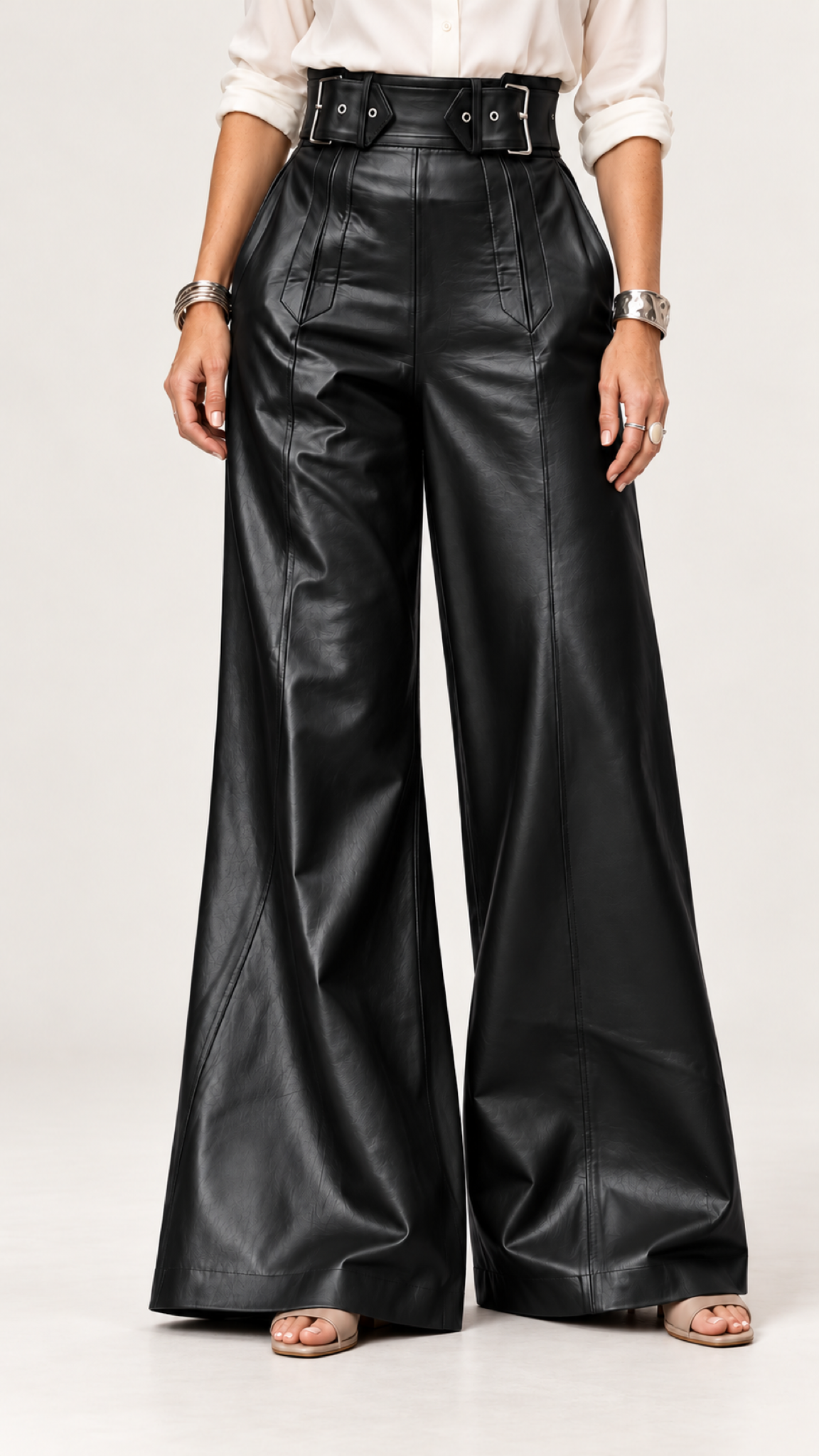 Estilo retrô PU-Calça – Black – Vista 7