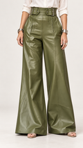 Estilo retrô PU-Calça – Verde – Vista 1