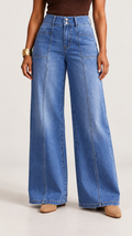 Calça Jeans Feminina Wide Leg com Bolsos Clara — imagem 1