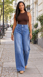 Calça Jeans Feminina Wide Leg com Bolsos Clara — imagem 2