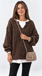 Stacy Oversize-Strickpullover – Marrom – Vista 7
