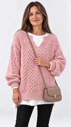 Stacy Oversize-Strickpullover – Rosa – Vista 9