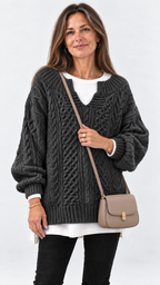 Stacy Oversize-Strickpullover – Preto – Vista 11