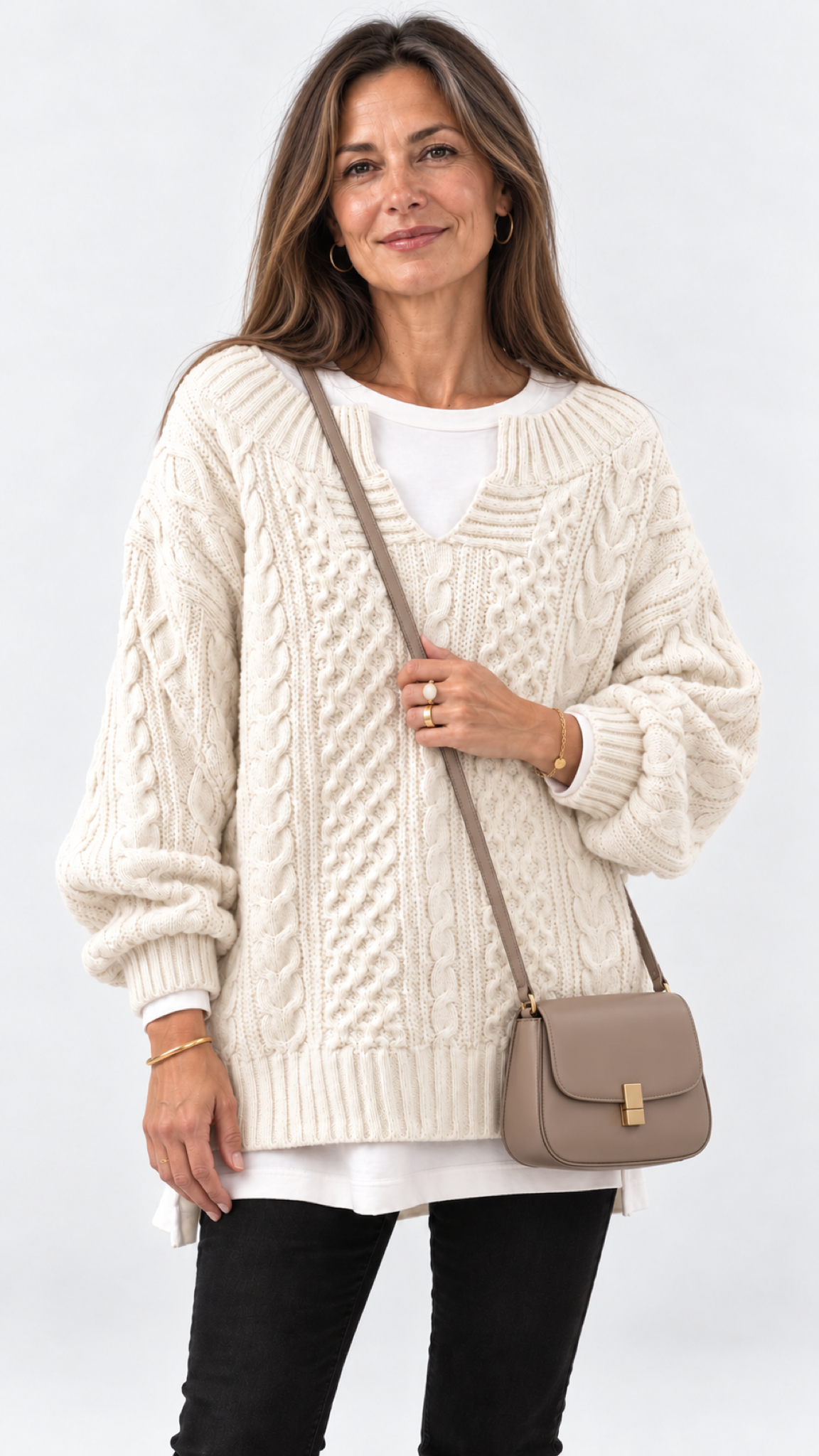 Stacy Oversize-Strickpullover – Branco – Vista 1