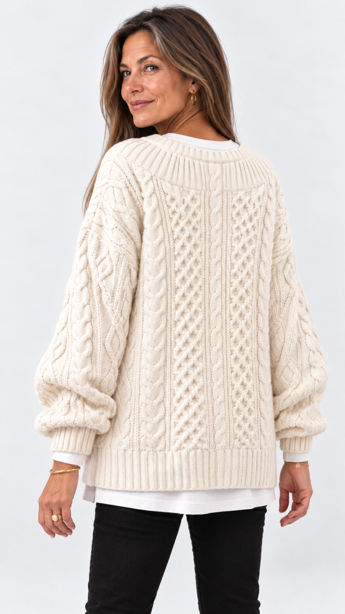 Stacy Oversize-Strickpullover – Branco – Vista 3