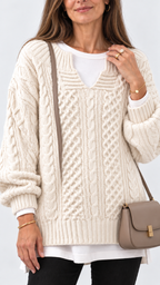 Stacy Oversize-Strickpullover – Branco – Vista 4