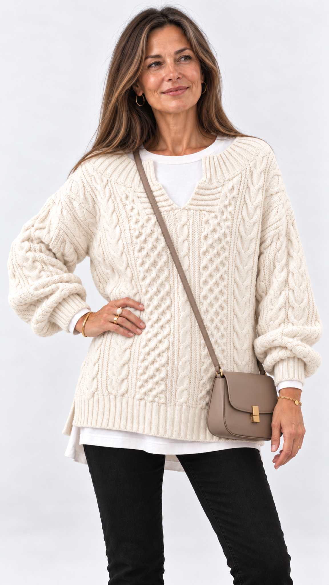 Stacy Oversize-Strickpullover – Branco – Vista 5