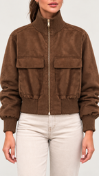 Valeska Bomberjacke – Marrom – Detalhe da jaqueta