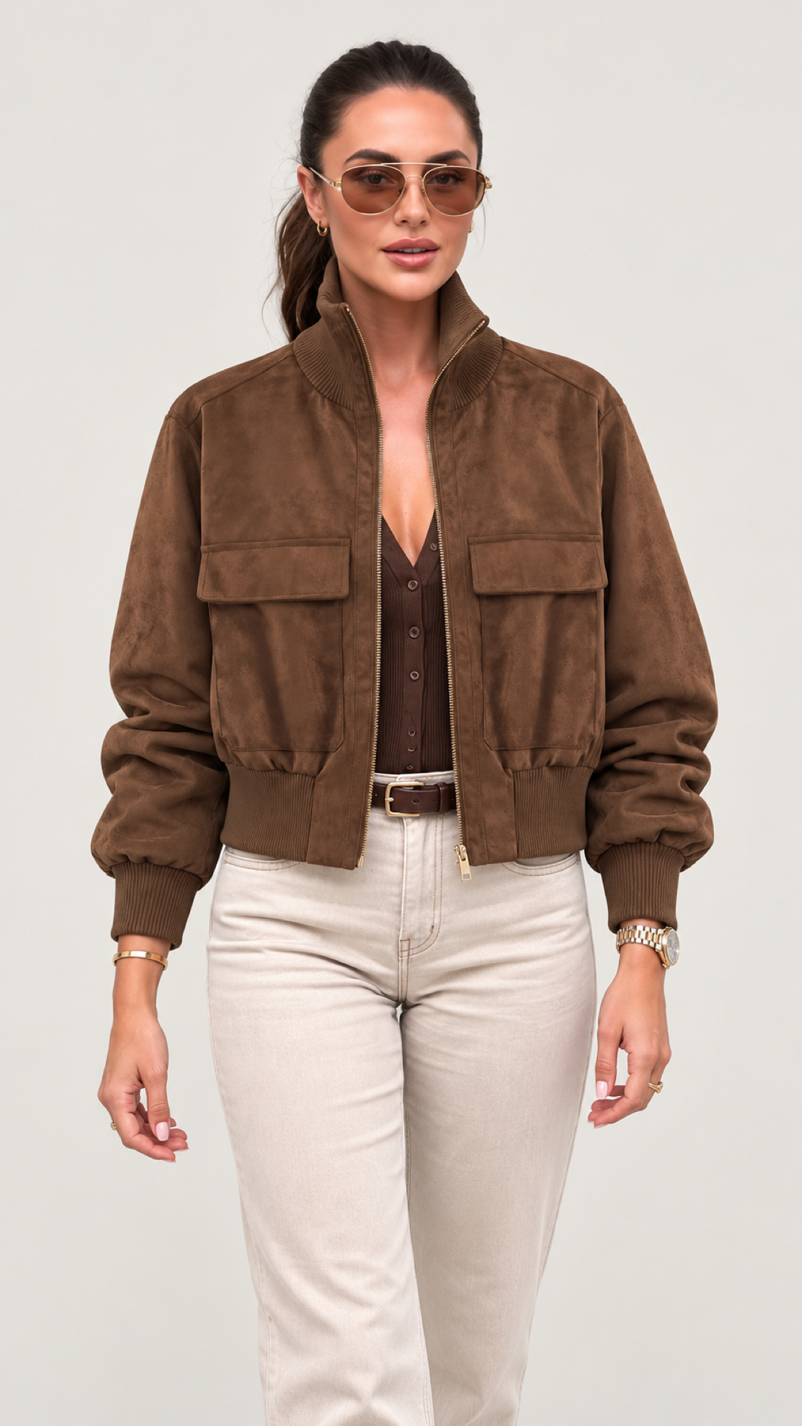 Valeska Bomberjacke – Marrom – Vista 2