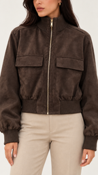 Valeska Bomberjacke – Marrom café – Detalhe da jaqueta