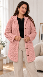Jaqueta matelassê feminina com capuz in Rosa – Innenraum Lifestyle
