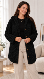 Jaqueta matelassê feminina com capuz in Preto – Innenraum Lifestyle