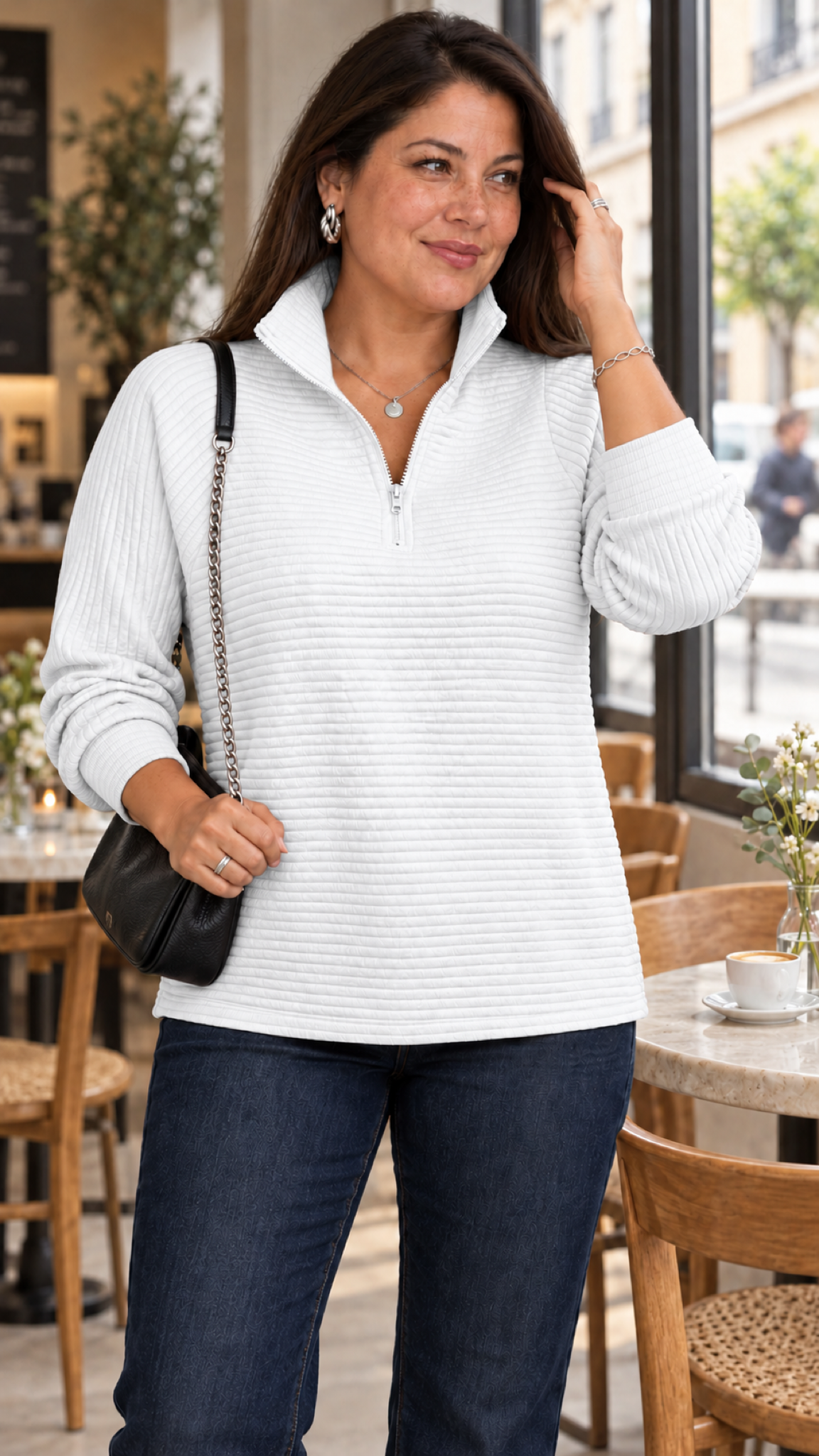 Vilja Suéter in Branco – cafe